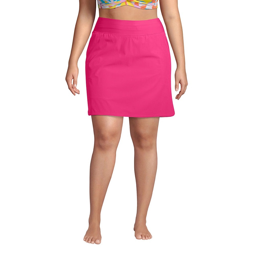 Lands End Women Plus Size 20W Quick Dry Active Board Skort Swim Skirt Hot Pink